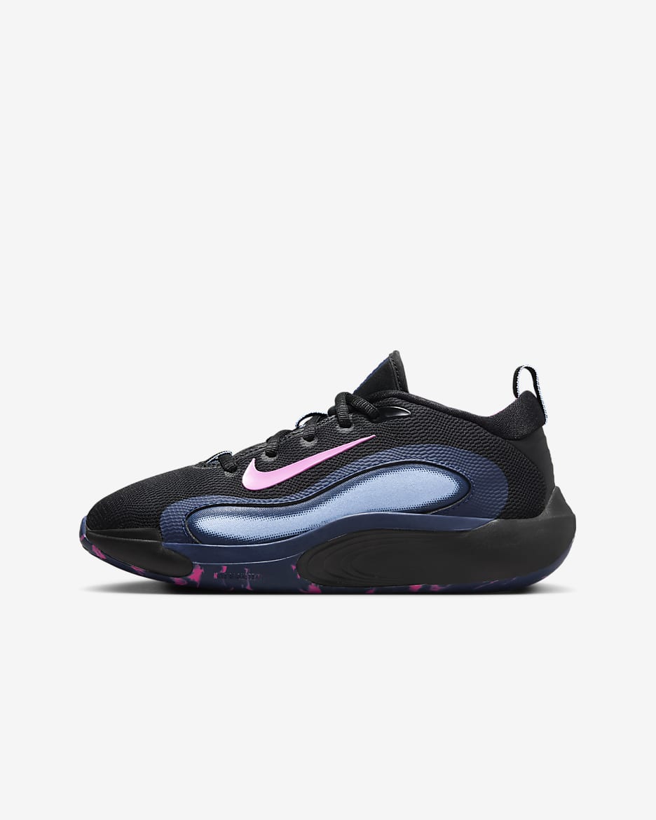 Nike IsoFly Big Kids' Basketball Shoes - Black/Midnight Navy/Aluminum/Playful Pink