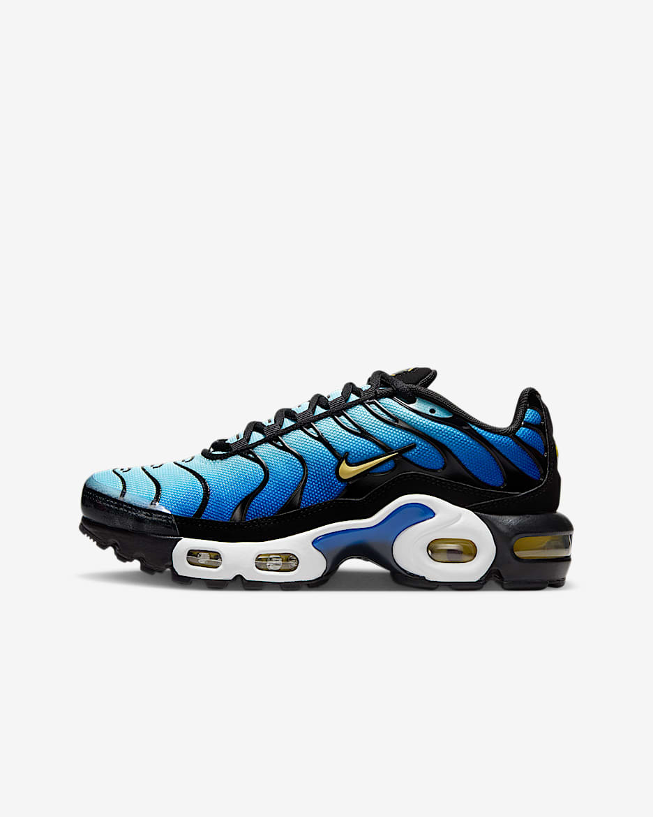 Nike Air Max Plus Schuh für ältere Kinder - Schwarz/Sky Blue/Hyper Blue/Chamois