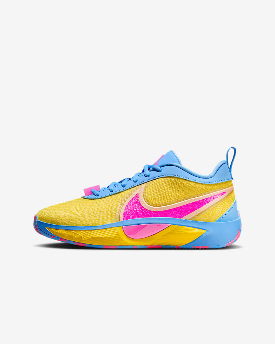 Tenis de básquetbol para niños grandes Giannis Freak 6 "Candy Funhouse" - Azul universitario/Relámpago/Hiperrosa