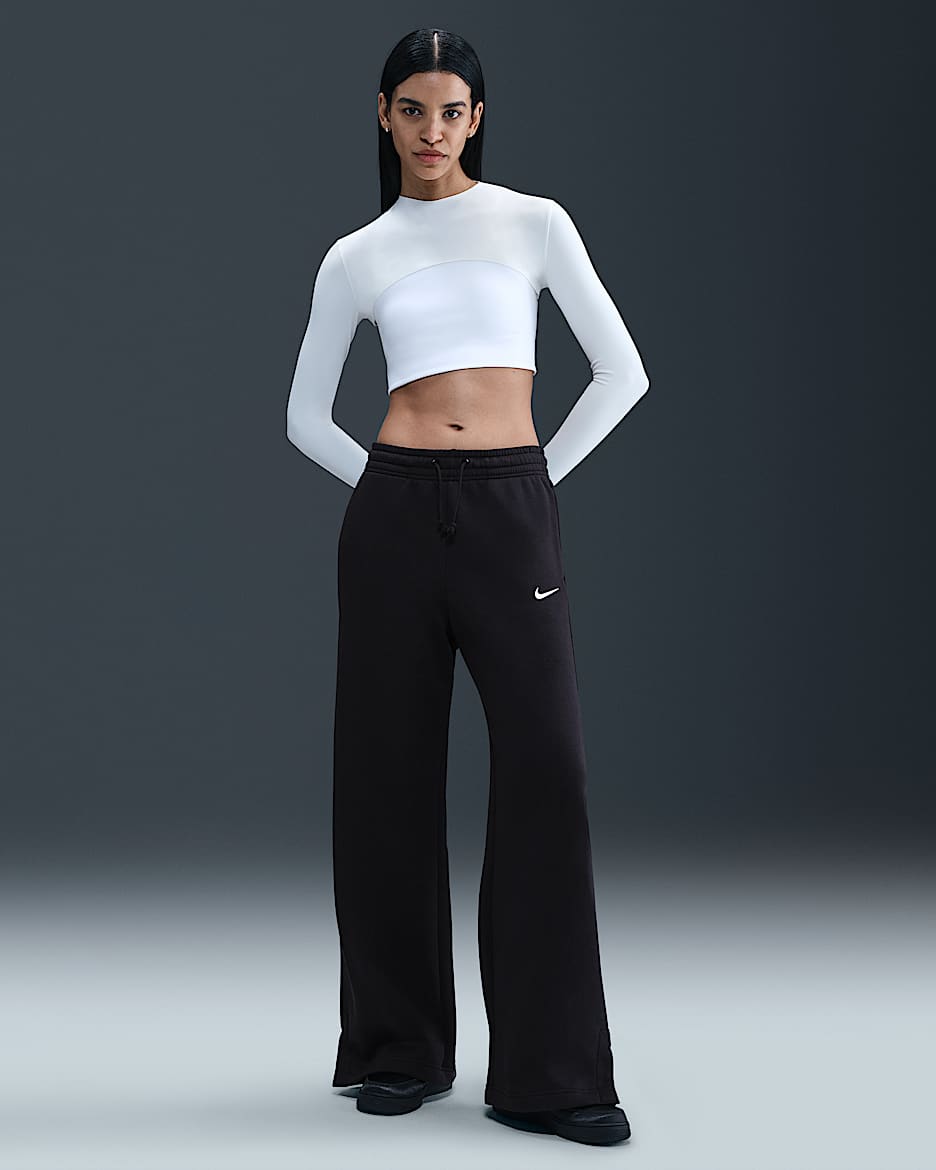 Nike Sportswear Phoenix Fleece Pantalón de talle alto y pernera ancha - Mujer - Negro/Sail