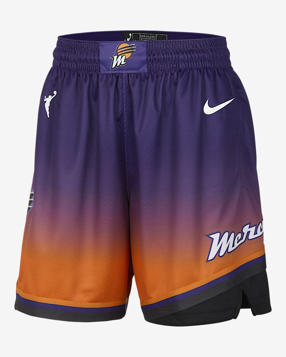 Shorts Nike Dri-FIT de la WNBA Victory para mujer Phoenix Mercury 2025 Explorer Edition - Orquídea nuevo/Blanco