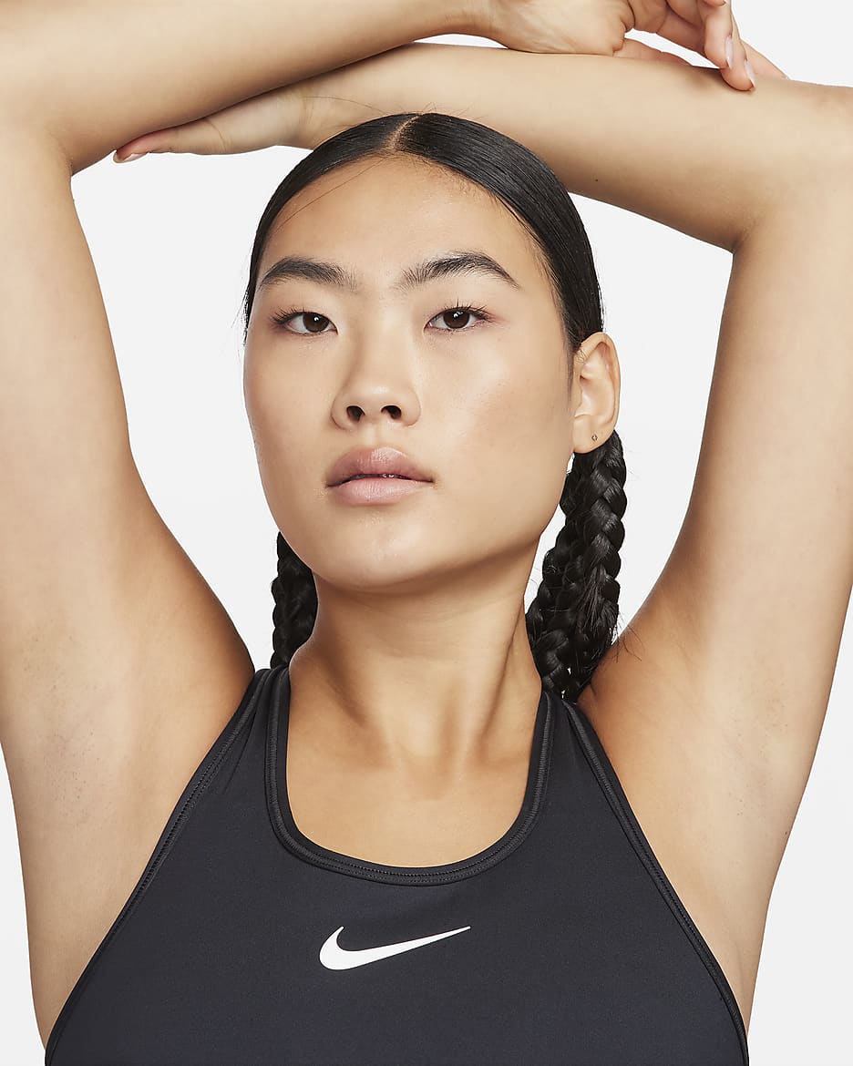 Nike Swoosh High Support Women's Padded Adjustable Sports Bra - Black/Iron Grey/White