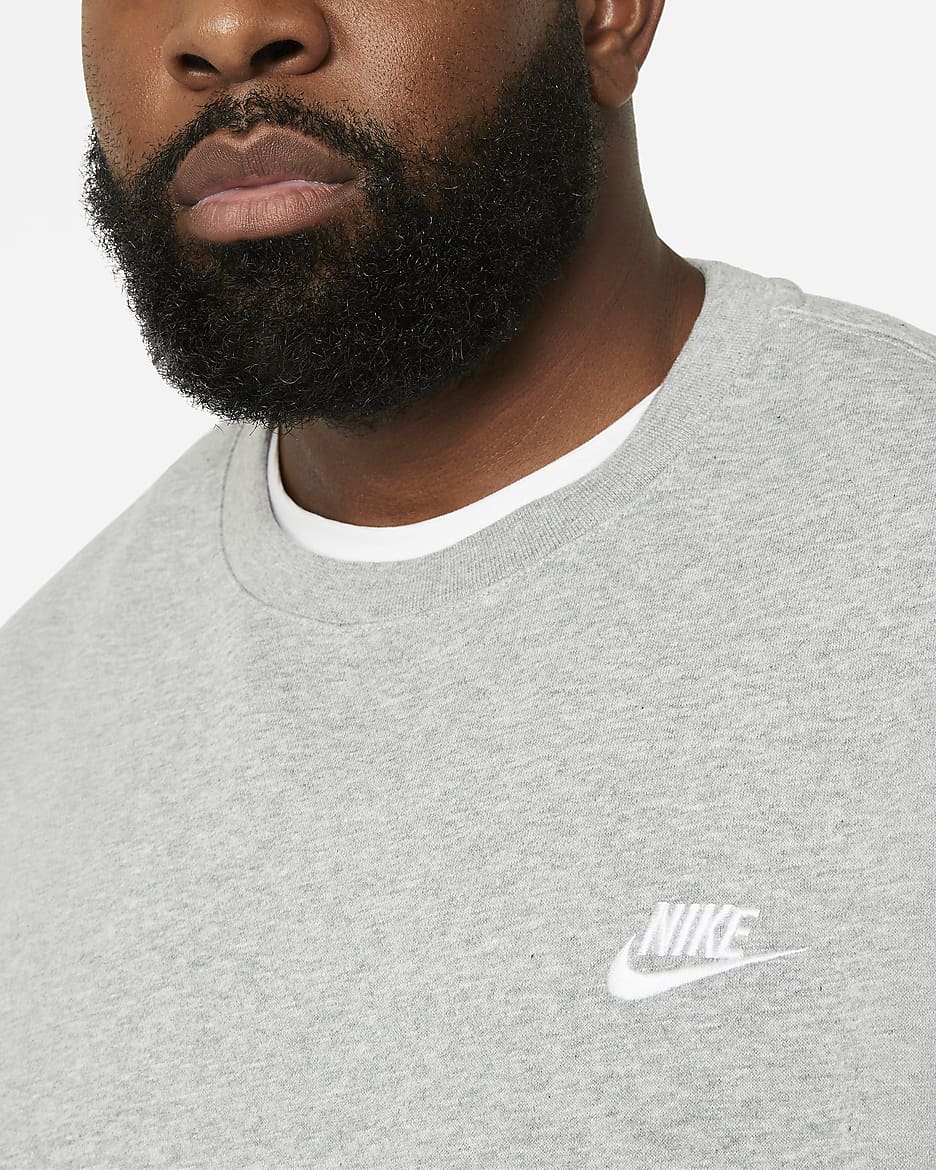 Nike Sportswear Club Fleece Men's Crew - Dark Grey Heather/White