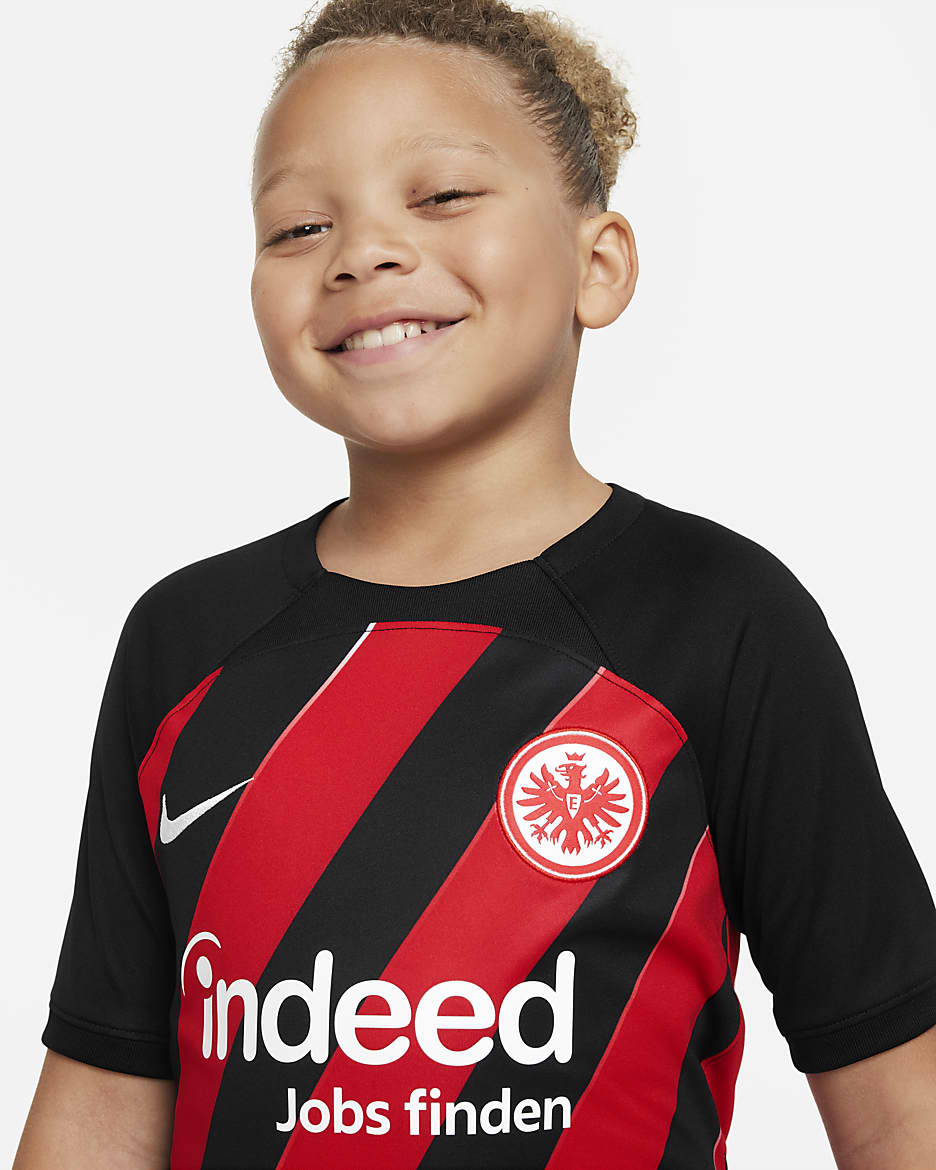 Maillot de football Nike Dri-FIT Eintracht Frankfurt 2023/24 Stadium Domicile pour ado - Noir/University Red/Blanc