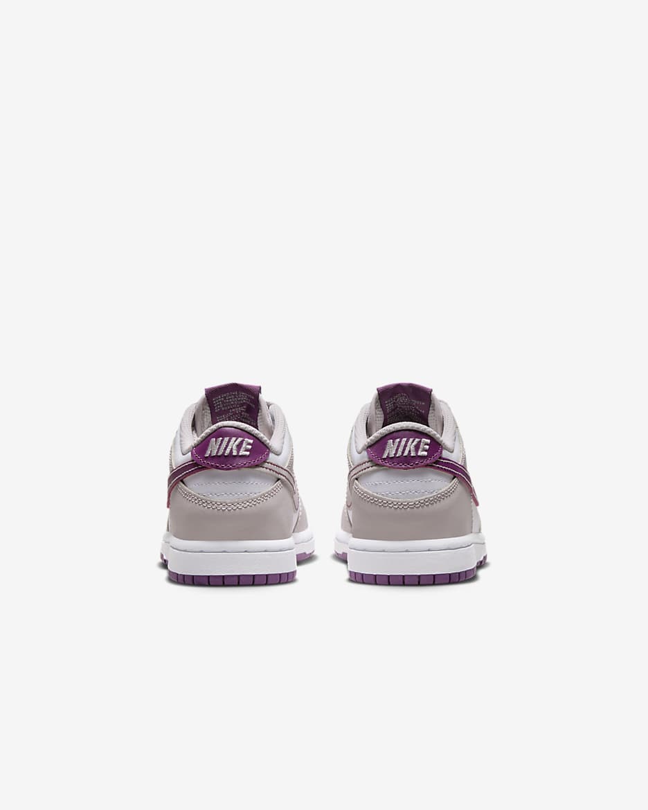 Tenis para niños de preescolar Nike Dunk Low - Blanco/Violeta platino/Violeta viotech