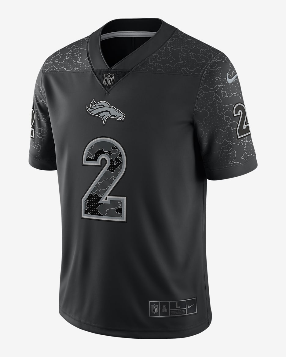 Jersey de fútbol americano a la moda para hombre Denver Broncos RFLCTV de la NFL (Patrick Surtain II) - Negro