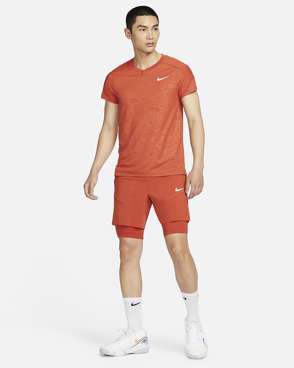 NikeCourt Slam Men's Dri-FIT Tennis Top - Rust Factor/White