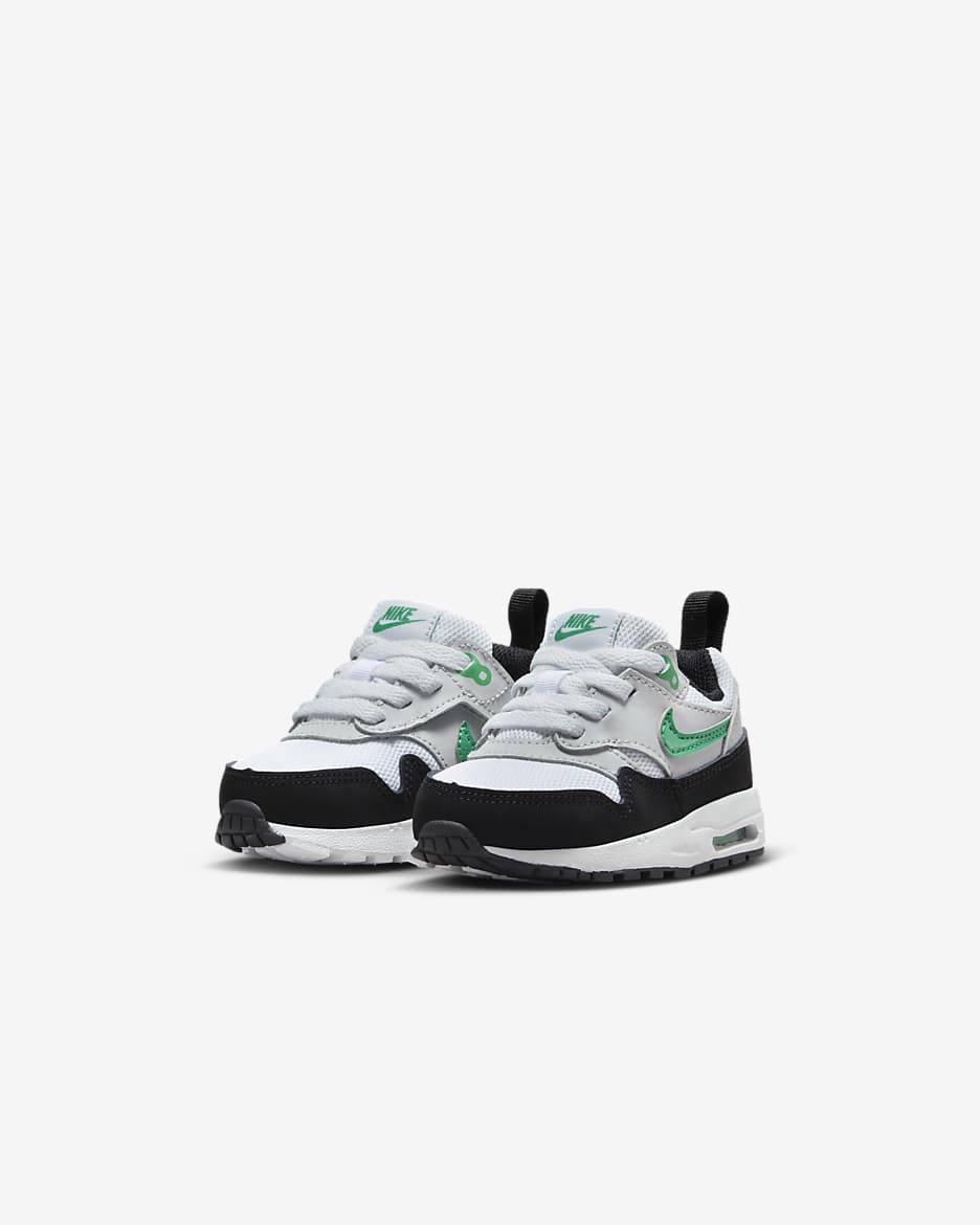 Air Max 1 EasyOn Baby/Toddler Shoes - White/Pure Platinum/Black/Stadium Green