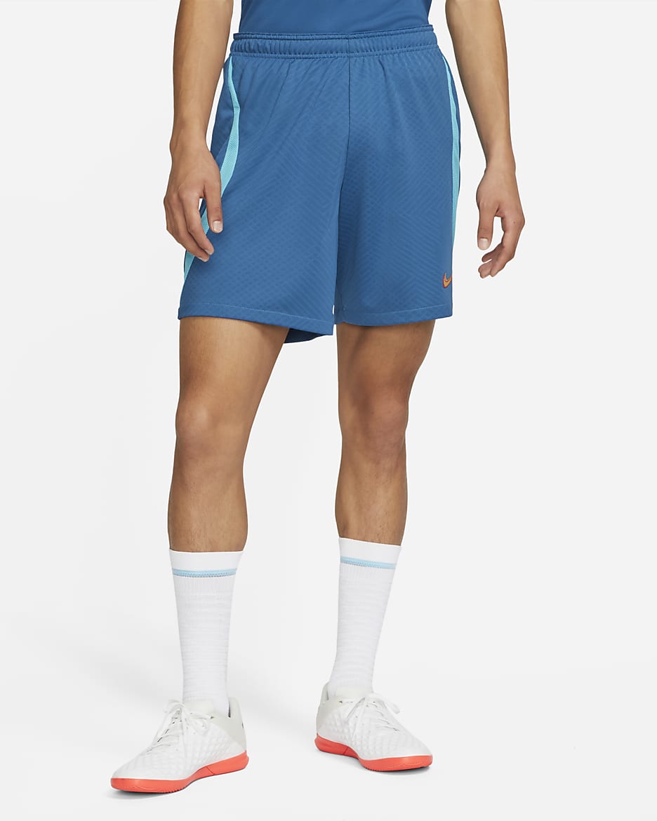 Nike Dri-FIT Strike Men's Soccer Shorts - Dark Marina Blue/Chlorine Blue/Siren Red