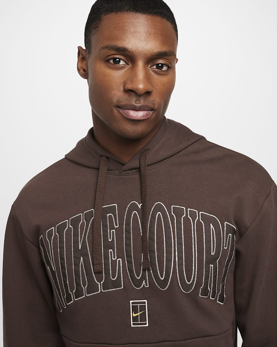 Sweat à capuche de tennis Dri-FIT en tissu Fleece NikeCourt Heritage pour homme - Baroque Brown/Velvet Brown