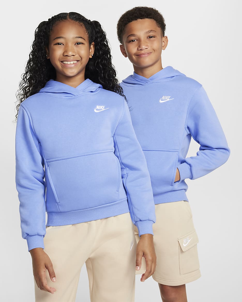 Sweat à capuche Nike Sportswear Club Fleece pour ado - Royal Pulse/Blanc