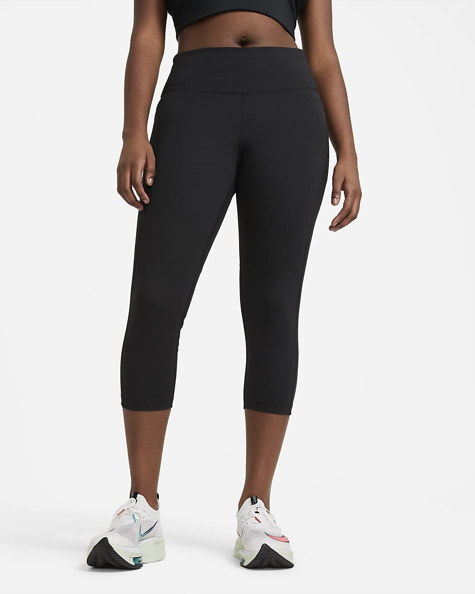 Nike Fast Women's Mid-Rise Crop Running Leggings (Plus Size) - Black
