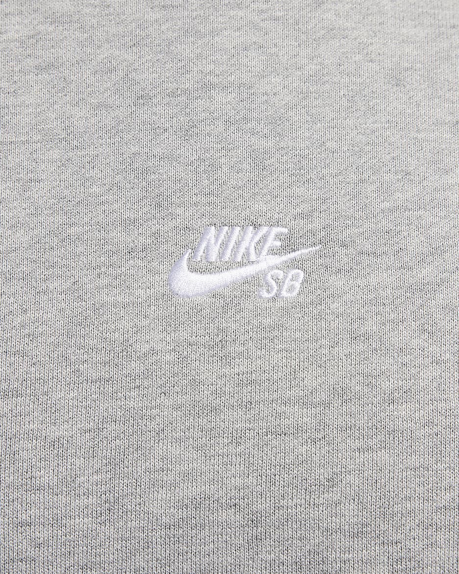 Nike SB skategenser i fleece med rund hals - Dark Grey Heather/Hvit