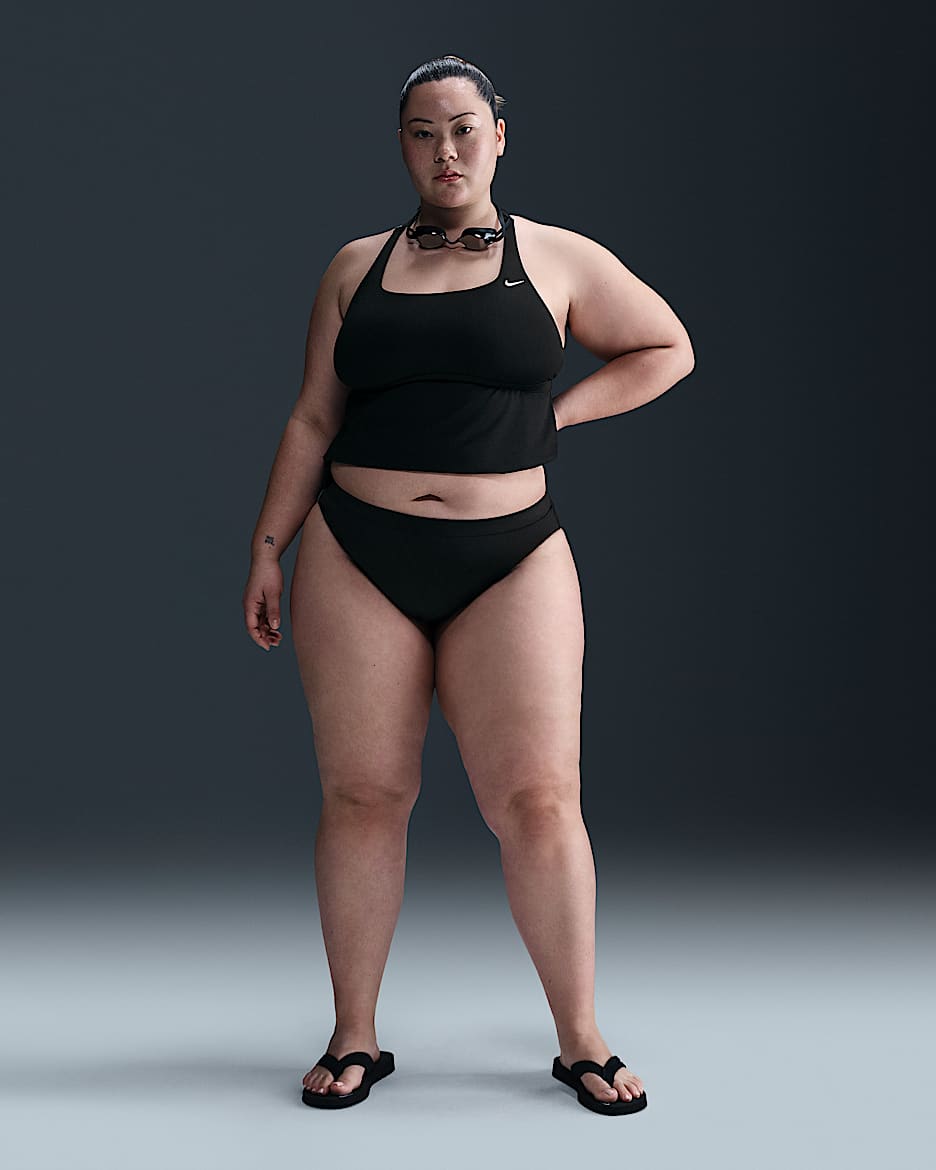 Parte de abajo de tiro alto para mujer (talla grande) Nike Swim Essential - Negro