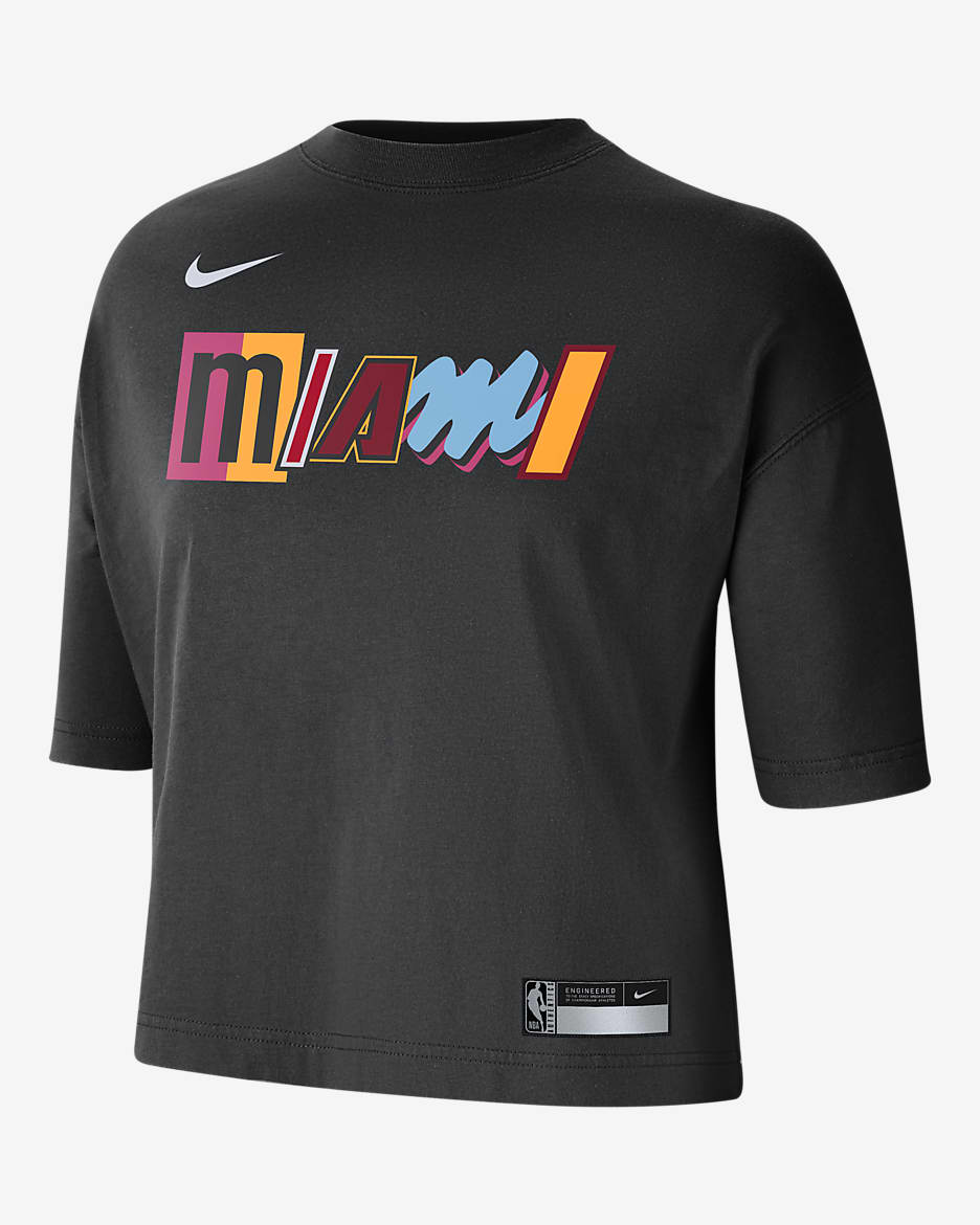 Miami Heat Courtside City Edition Women's Nike NBA T-Shirt - Black