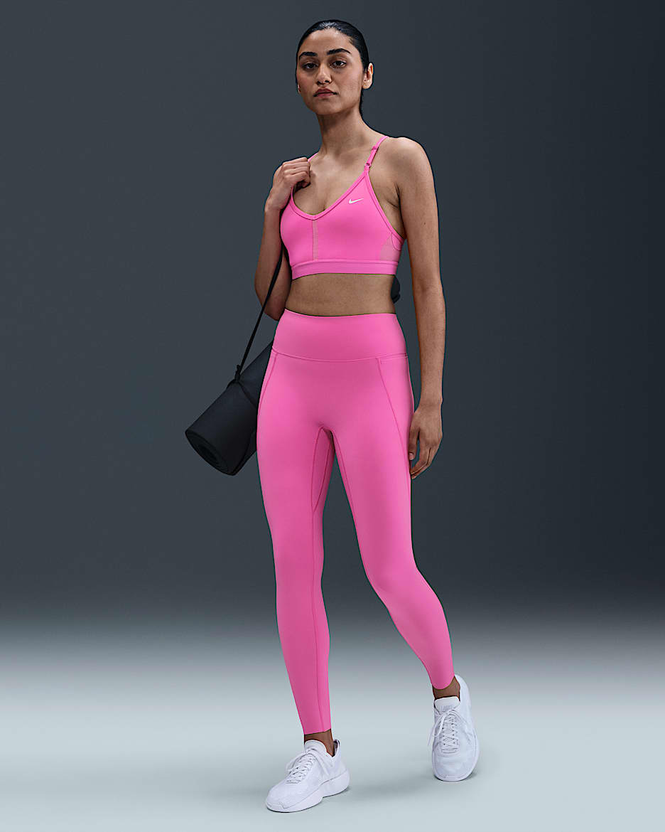 Nike Universa Women's High-Waisted Full-Length Leggings with No Front Seam - Playful Pink/Cosmic Fuchsia/Pinkfire II