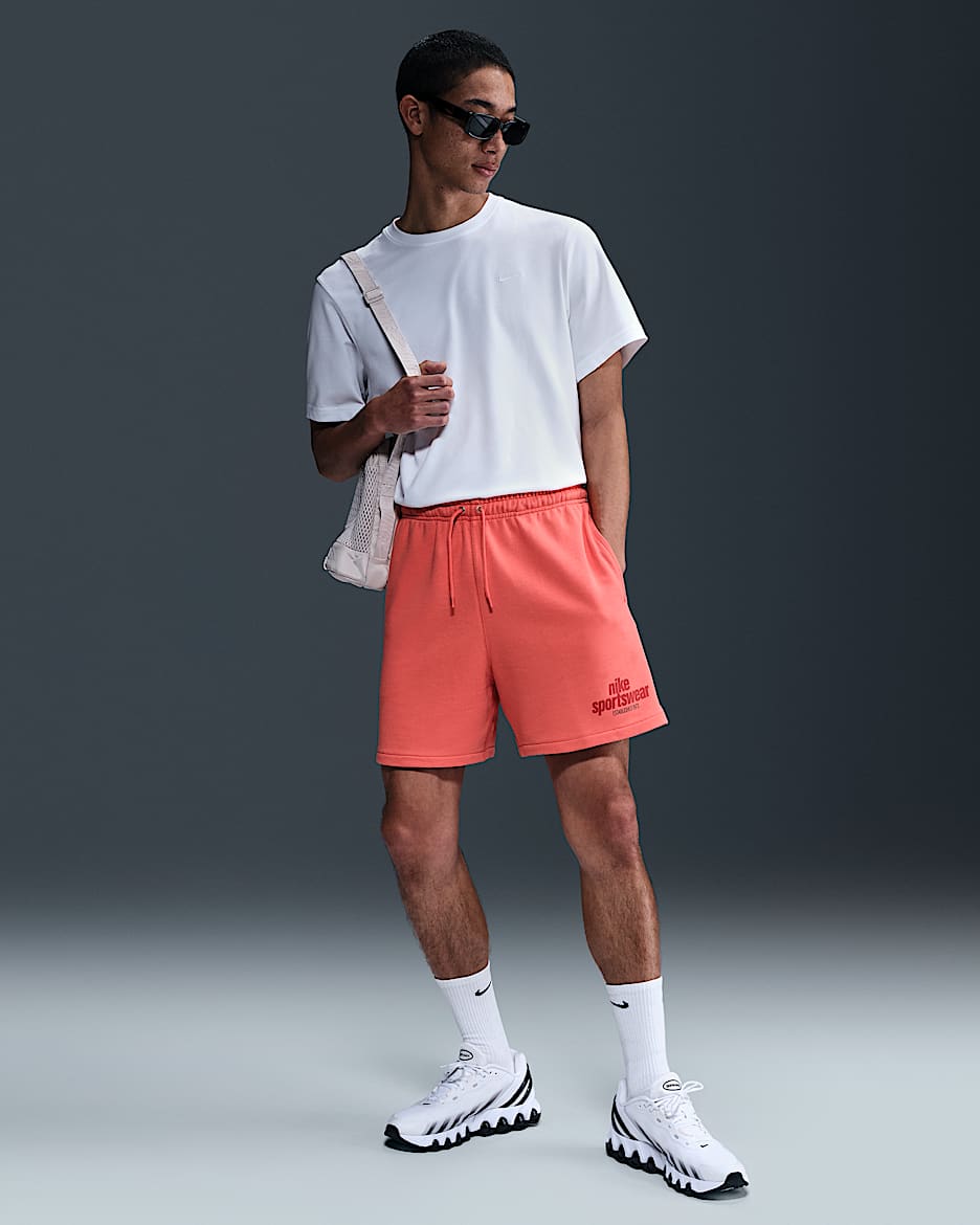 Shorts Flow de French Terry para hombre Nike Club - Brasa mágica/Brasa mágica/Rojo universitario