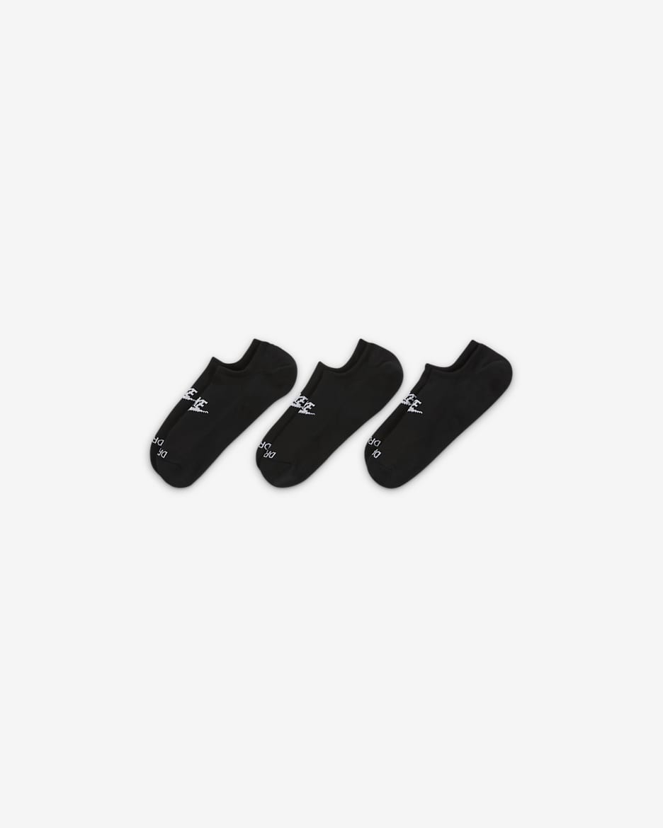 Everyday Plus Cushioned Nike Footie Calcetines - Negro/Blanco