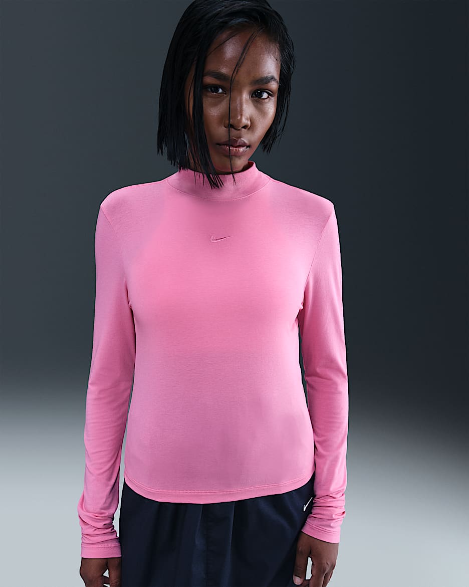 Nike Sportswear Chill Knit Women's Slim Long-Sleeve Mock-Neck T-Shirt - Playful Pink
