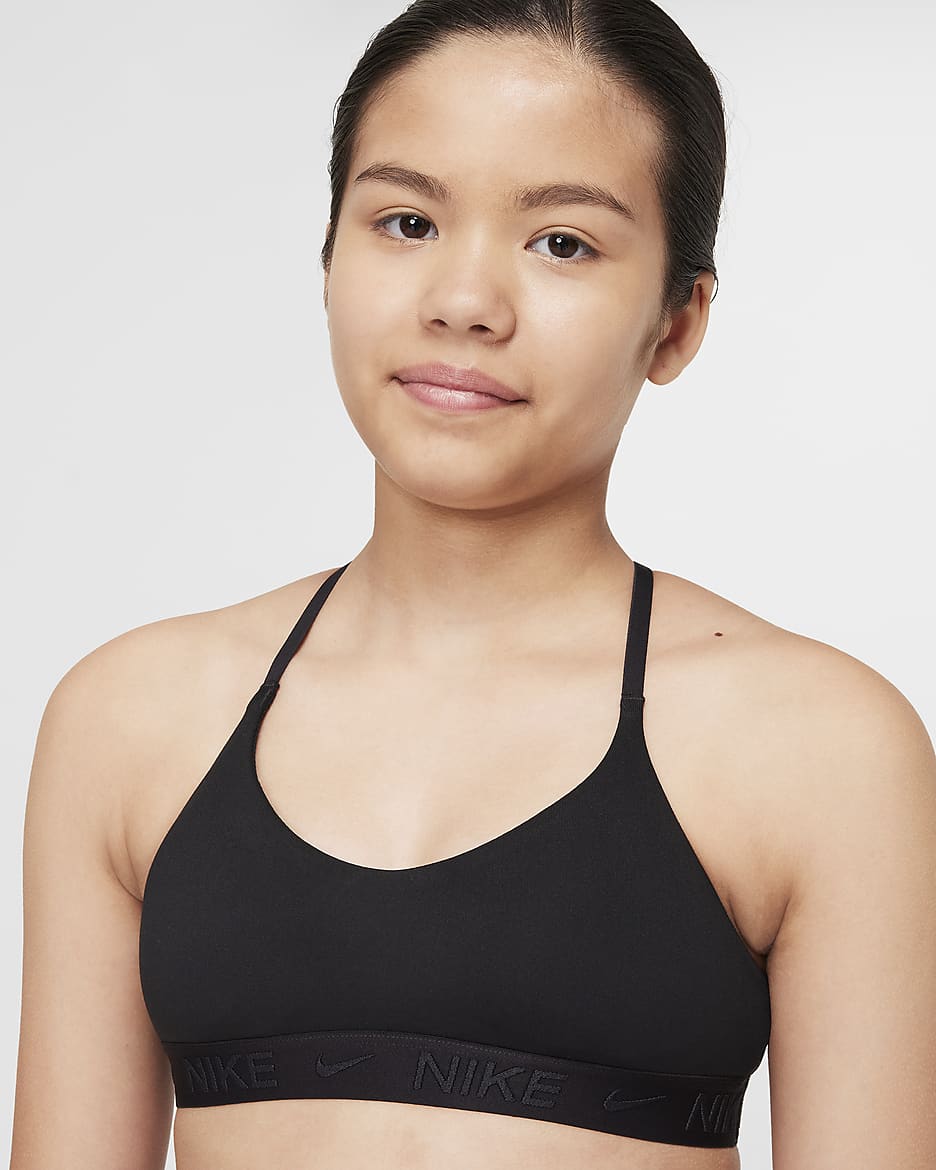 Brassière de sport Nike Indy pour fille - Noir/Noir