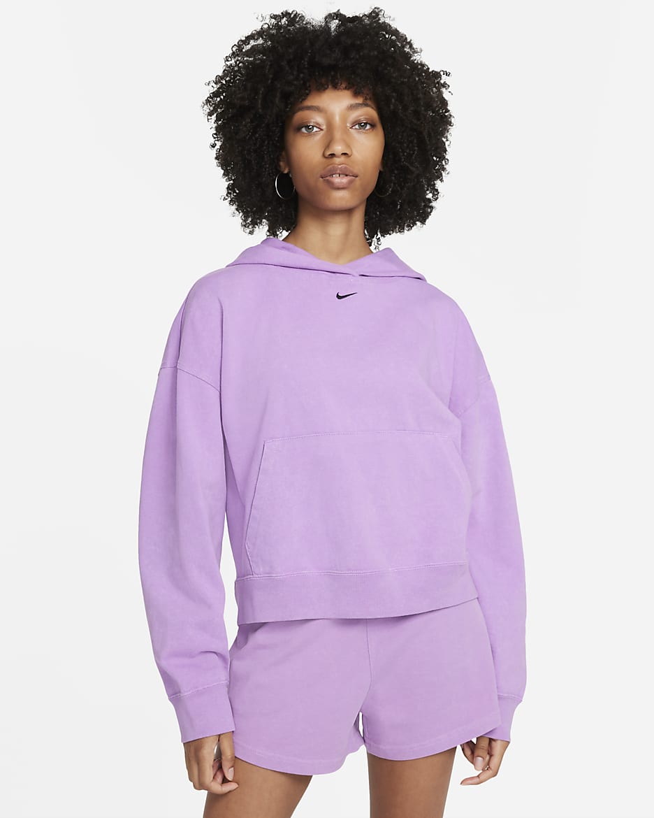 Nike Sportswear Women's Washed Hoodie - Fuchsia Glow/Black