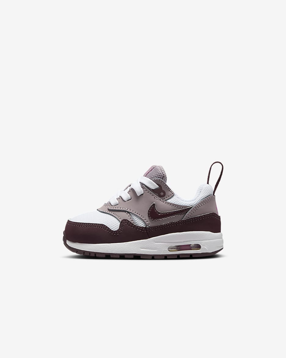 Chaussure Air Max 1 EasyOn pour bébé et tout-petit - Blanc/Light Violet Ore/Playful Pink/Burgundy Crush