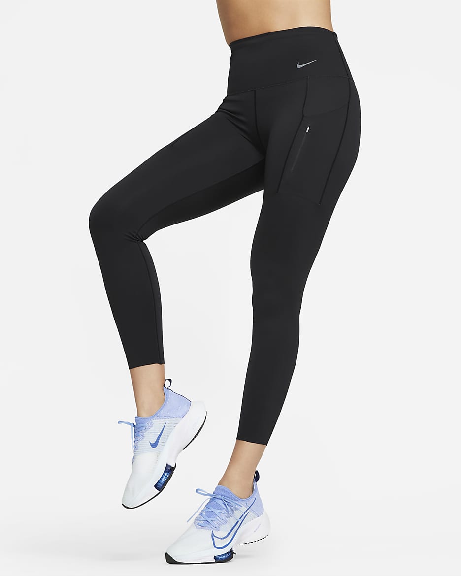 Nike Go Women's Firm-Support High-Waisted 7/8 Leggings with Pockets - Black/Black