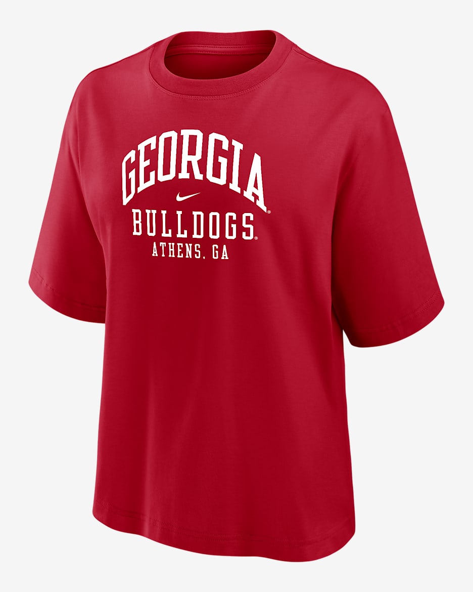 Georgia Women's Nike College Boxy T-Shirt - University Red