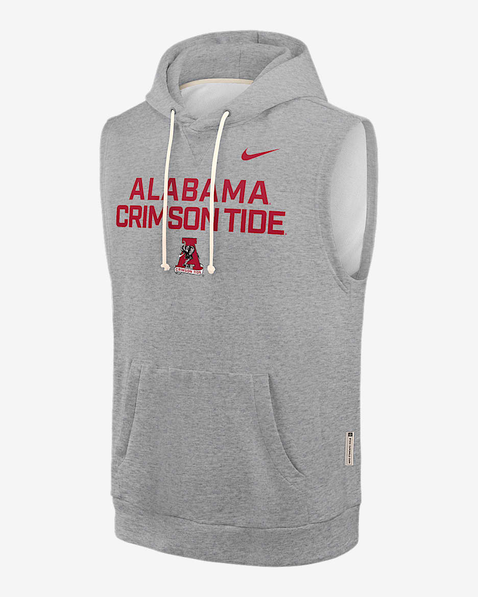 Alabama Sideline Men's Nike Dri-FIT College Sleeveless Pullover Hoodie - Dark Grey Heather