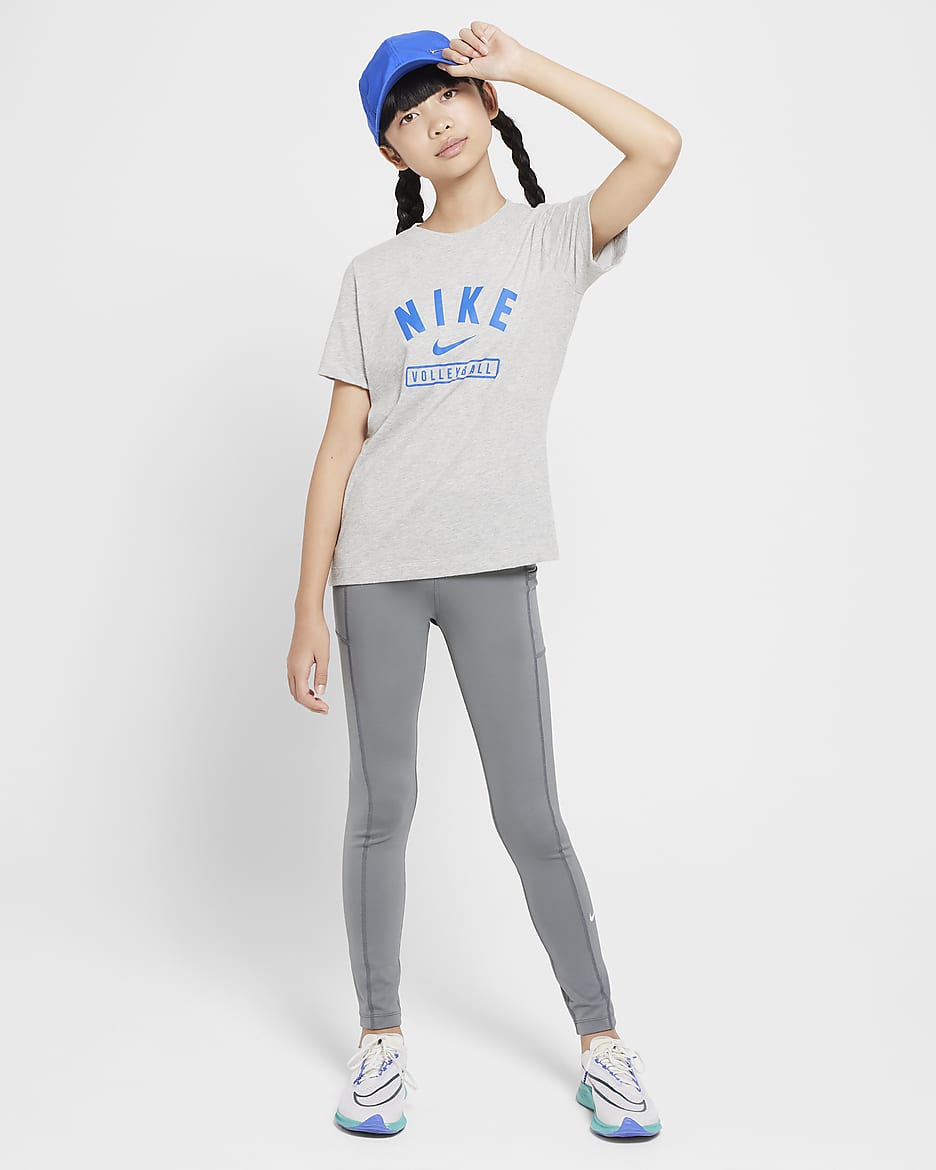 Nike Big Kids' Volleyball T-Shirt - Dark Grey Heather/Royal Blue