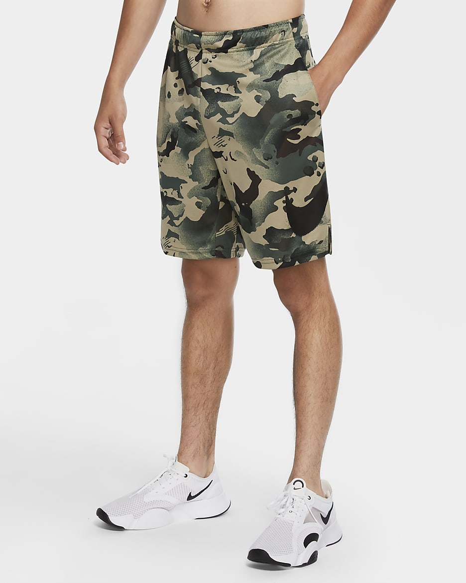 Short de training camouflage Nike Dri-FIT pour Homme - Sequoia/Noir