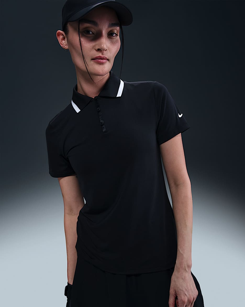 Nike Tour Women's Dri-FIT Short-Sleeve Golf Polo - Black/White/White