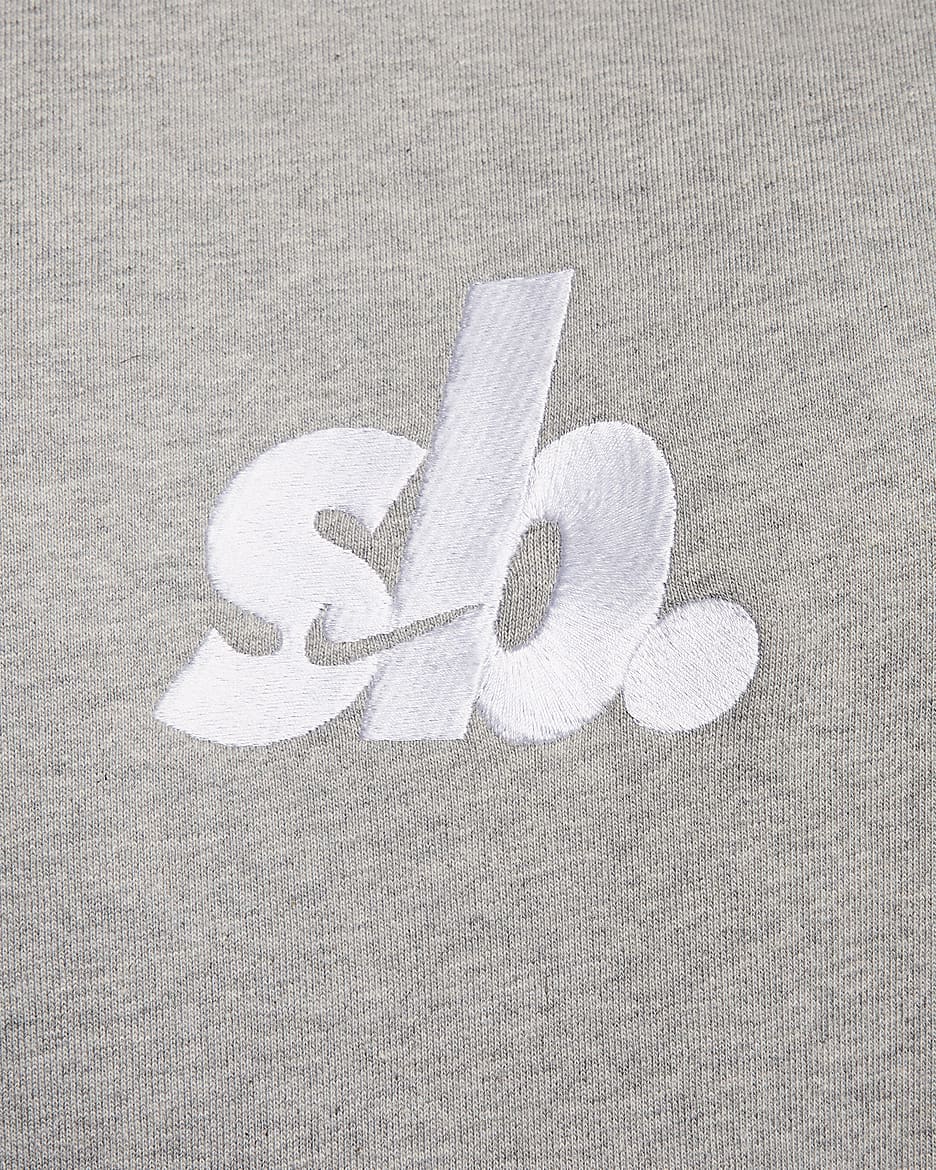 Sudadera con gorro sin cierre de skateboarding de tejido Fleece Nike SB - Gris oscuro jaspeado/Blanco