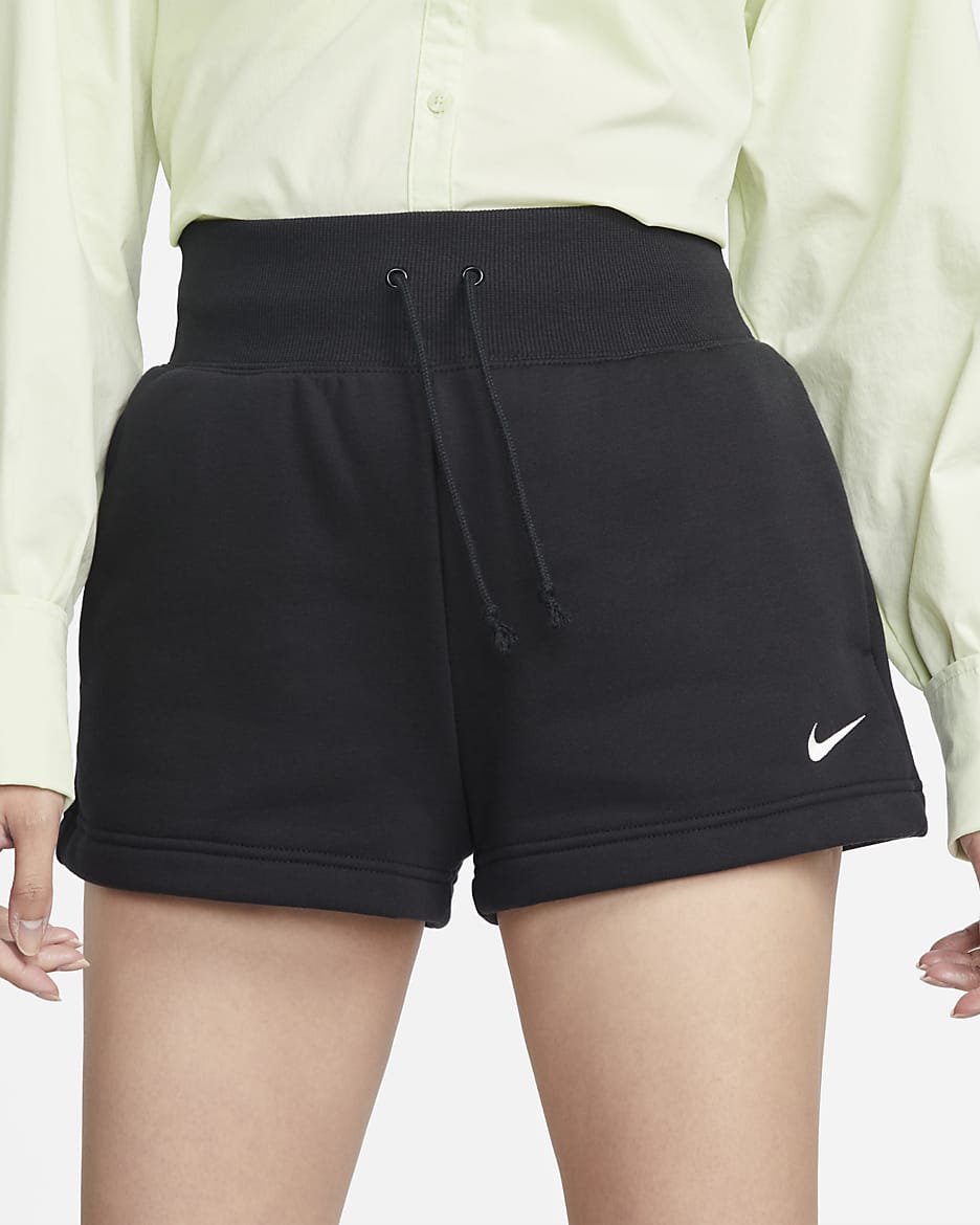 Nike Sportswear Phoenix Fleece Women's High-Waisted Shorts - Black/Sail