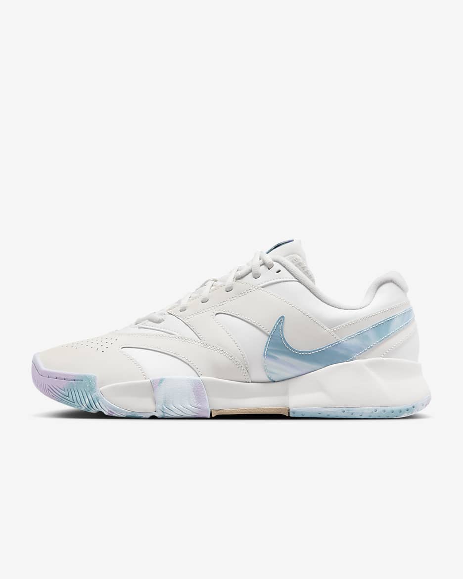 NikeCourt Lite 4 Premium Leather Men's Hard Court Tennis Shoes - Summit White/Phantom/Denim Turquoise/Hemp