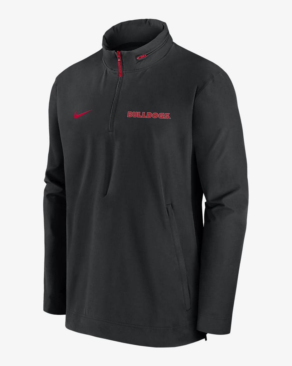 Georgia Bulldogs Sideline Coach Men's Nike College 1/2-Zip Hooded Jacket - Black