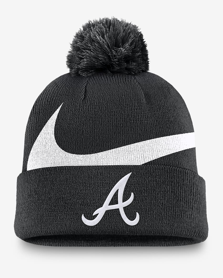 Atlanta Braves Peak Men's Nike MLB Cuffed Pom Beanie - Black
