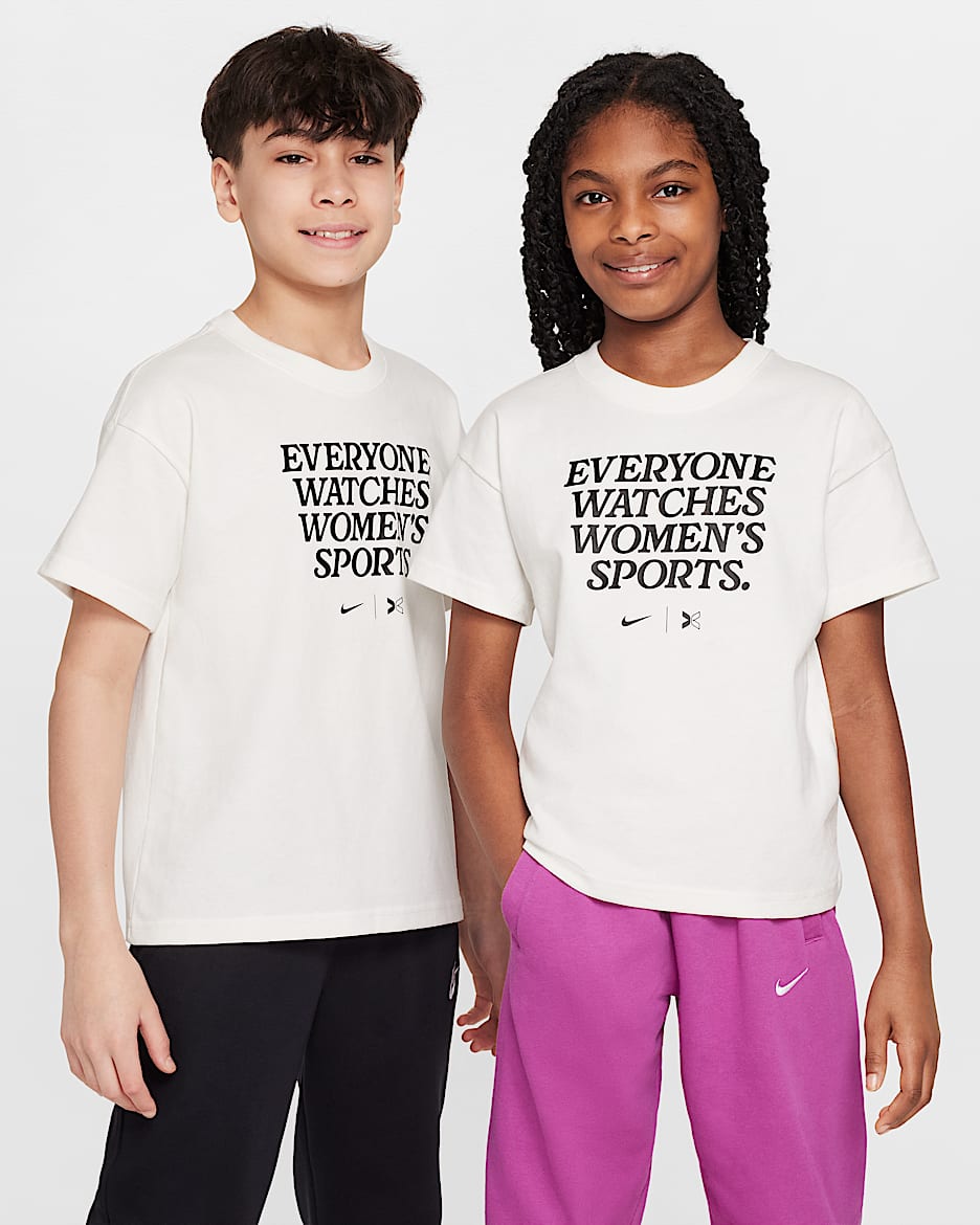 Everyone Watches Women's Sports™ Nike by TOGETHXR Big Kids' T-Shirt - Sail