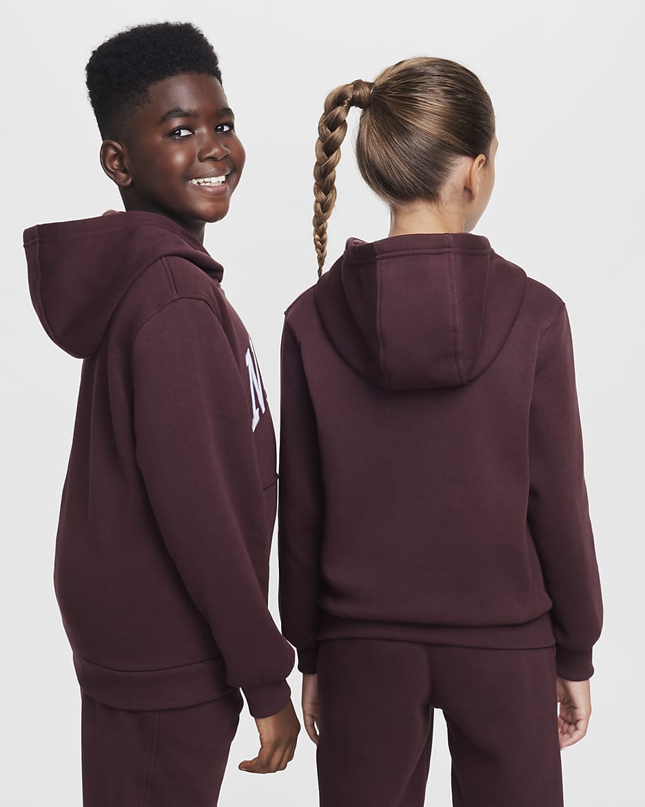 Nike Sportswear Club Fleece Big Kids' Hoodie - Burgundy Crush/White