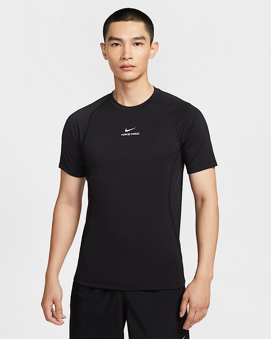 Nike Pro Training Men's Dri-FIT Short-Sleeve Top - Black/White
