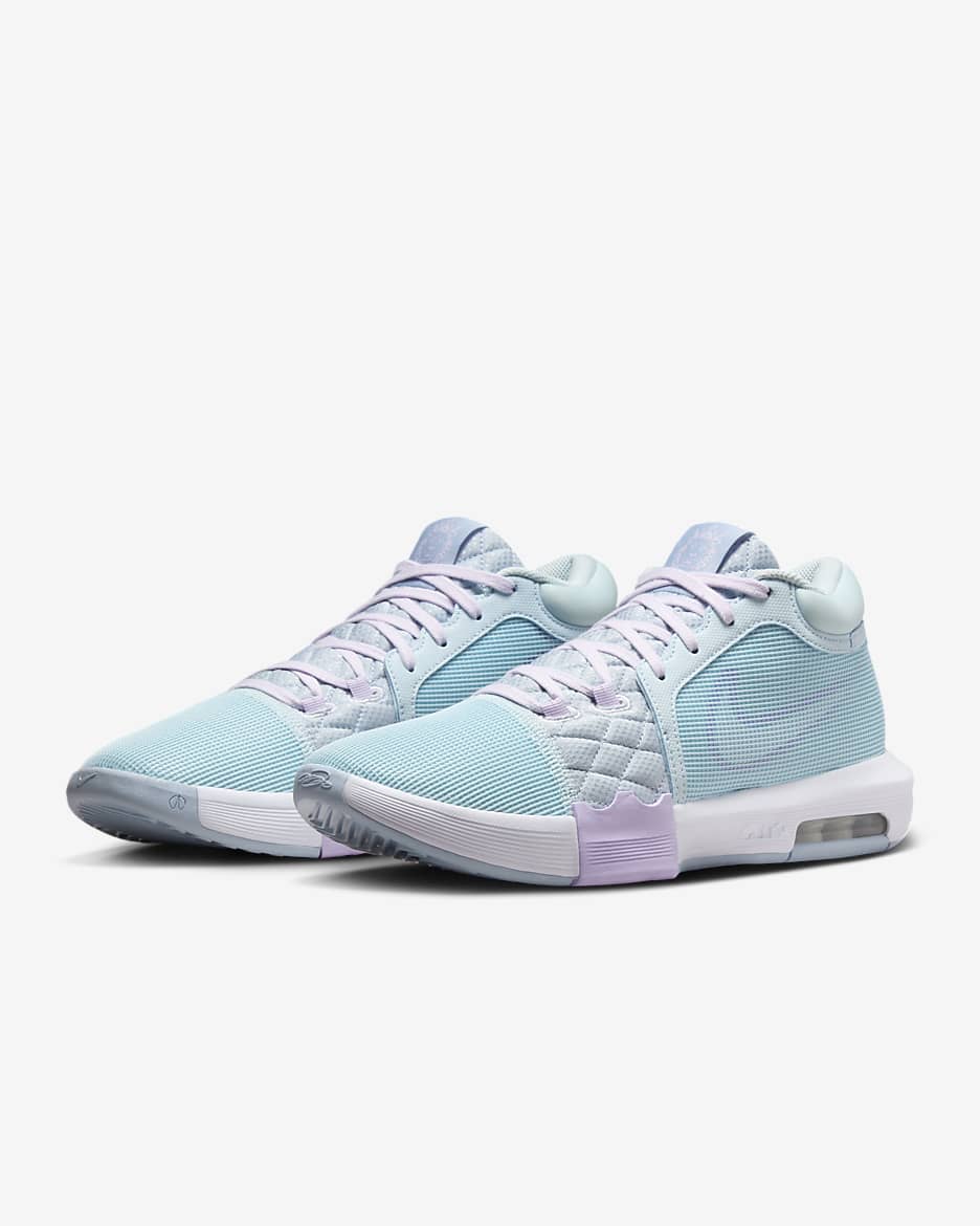 LeBron Witness 8 Basketball Shoes - Glacier Blue/Light Armoury Blue/Lilac Bloom/White