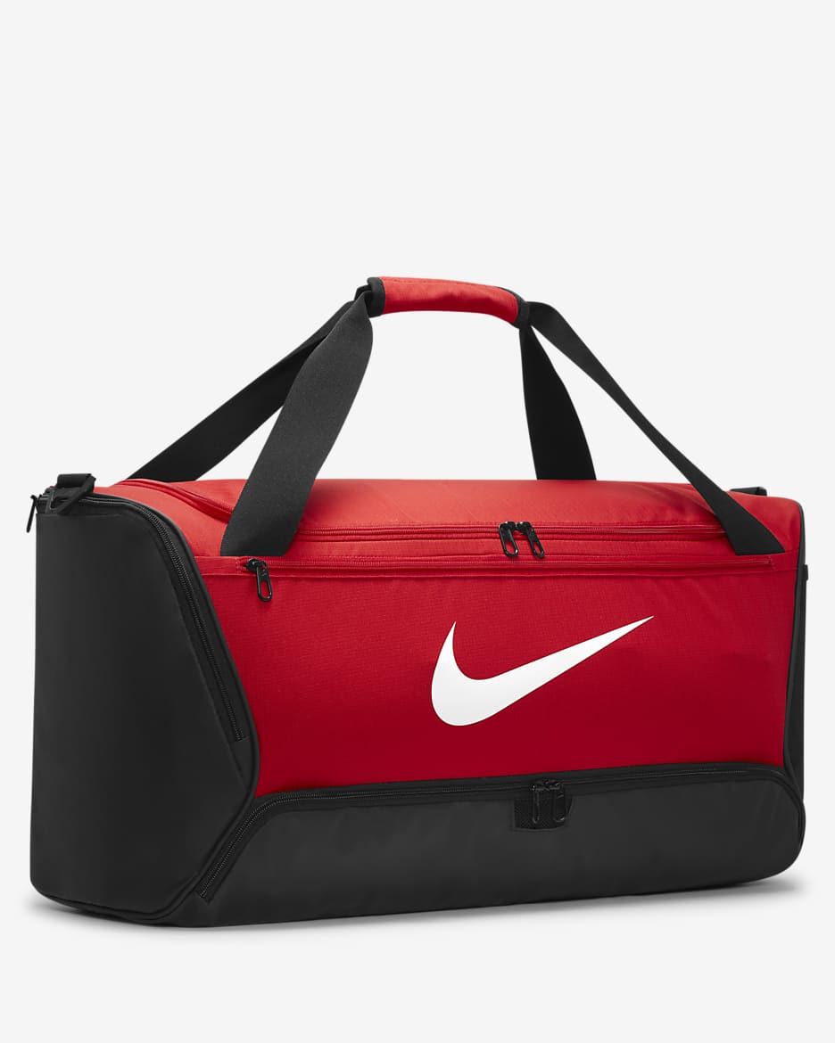 Nike Brasilia 9.5 Training Duffel Bag (Medium, 60L) - University Red/Black/White