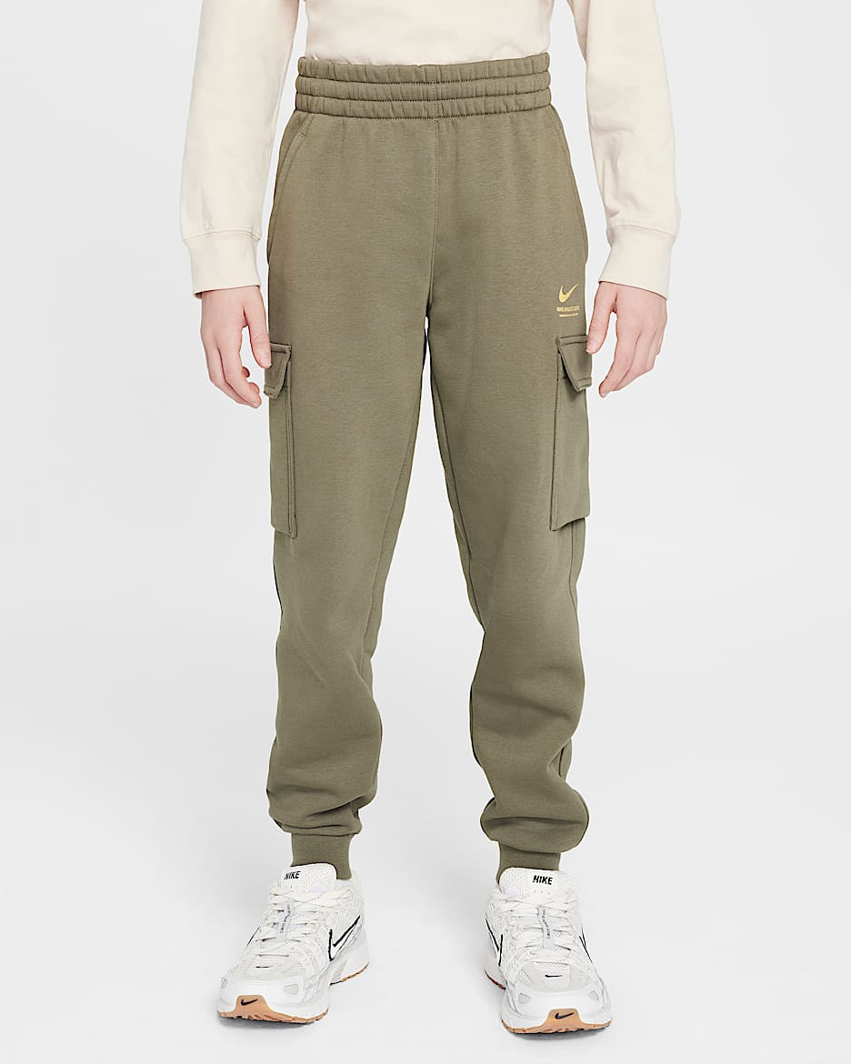 Cargobyxor i fleece Nike Sportswear för ungdom - Medium Olive