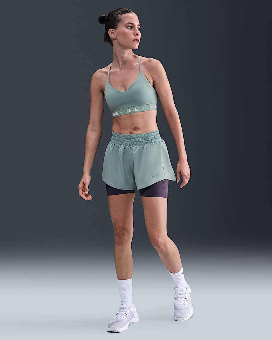 Nike One Women's Dri-FIT Mid-Rise 3" Brief-Lined Shorts - Cannon/White