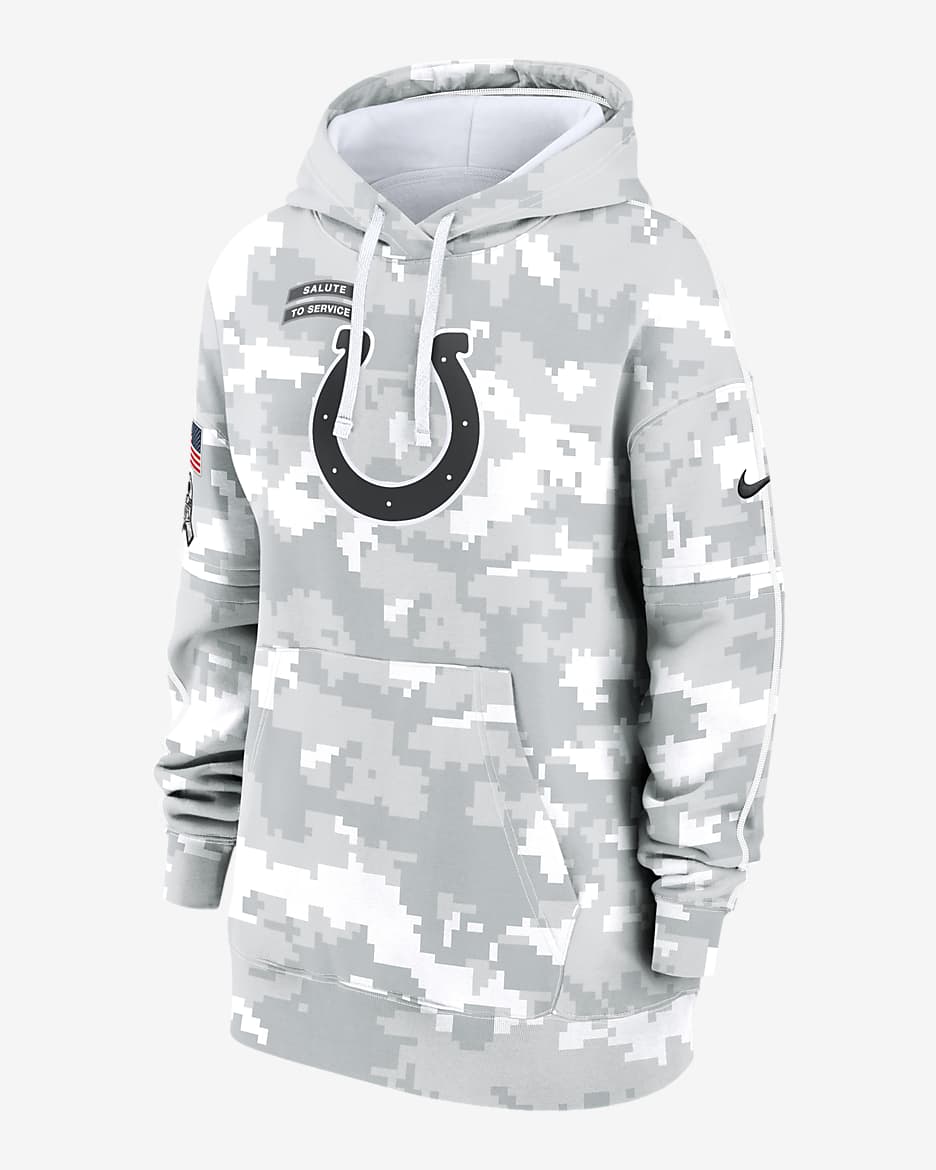 Indianapolis Colts Salute to Service Primary Edge Club Women's Nike NFL Pullover Hoodie - White