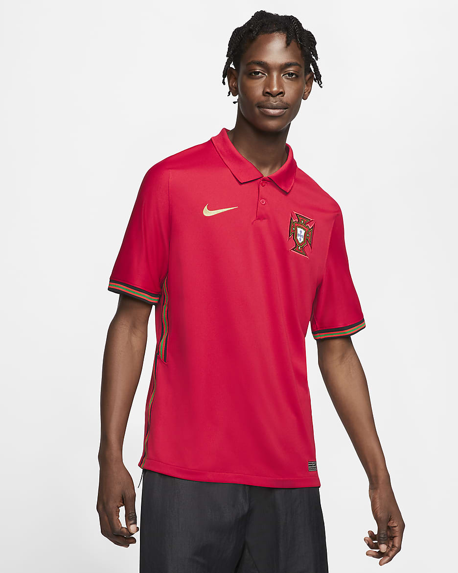 Camiseta de fútbol para hombre Portugal 2020 Stadium Home - Rojo gimnasio/Oro metalizado