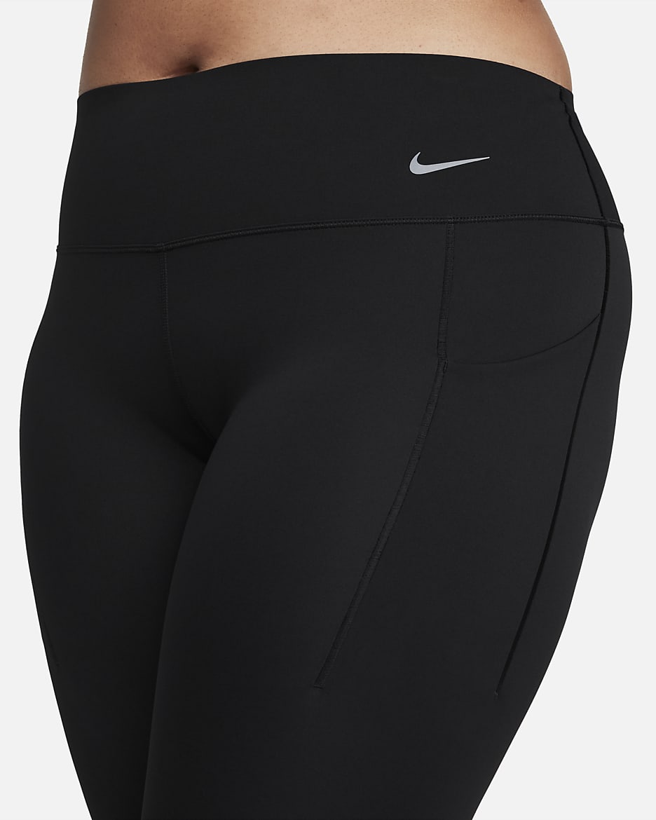 Nike Universa Women's Medium-Support Mid-Rise 7/8 Leggings with Pockets - Black/Black