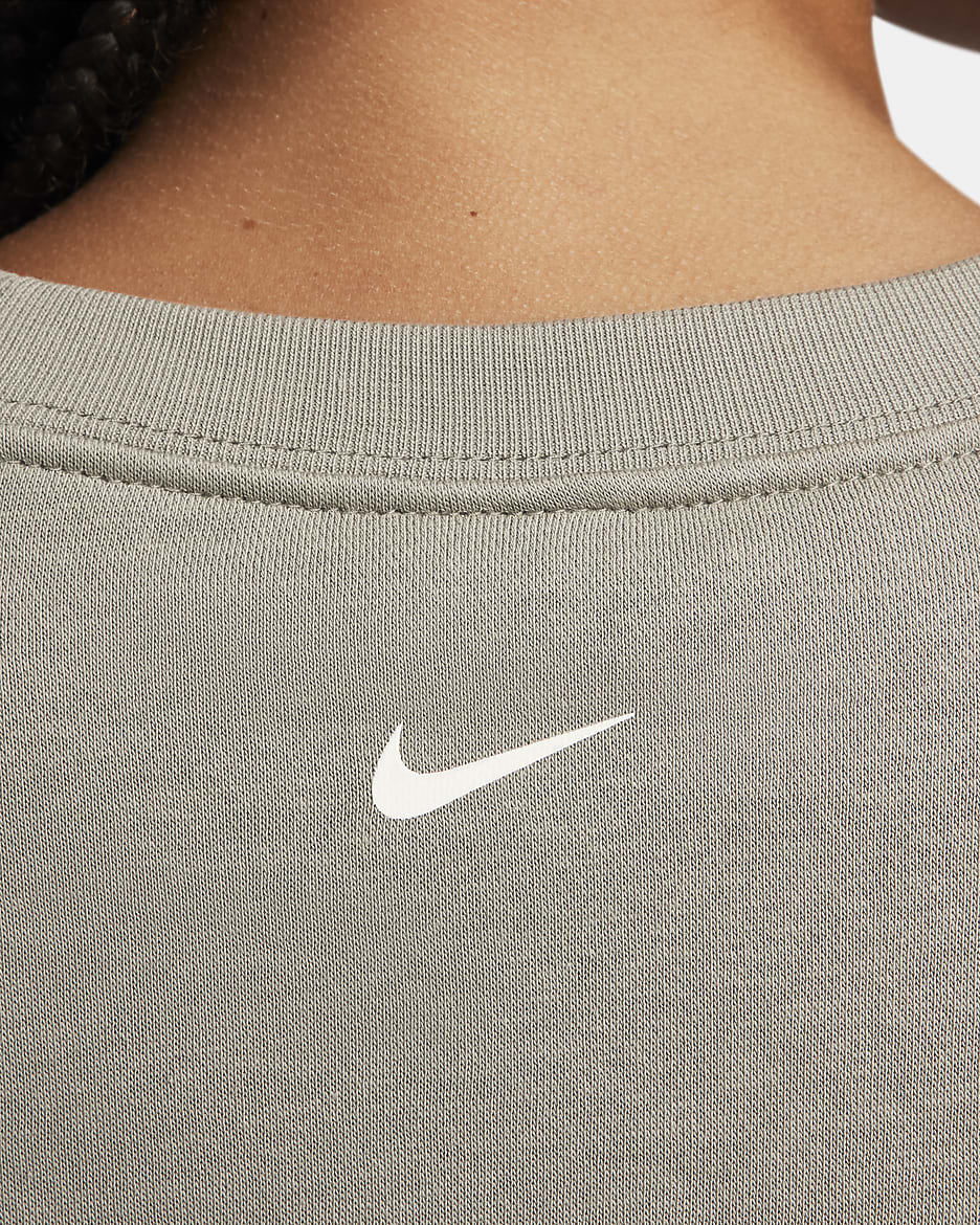 Sweat oversize à col ras-du-cou en tissu Fleece Nike Sportswear pour femme - Dark Stucco/Sail