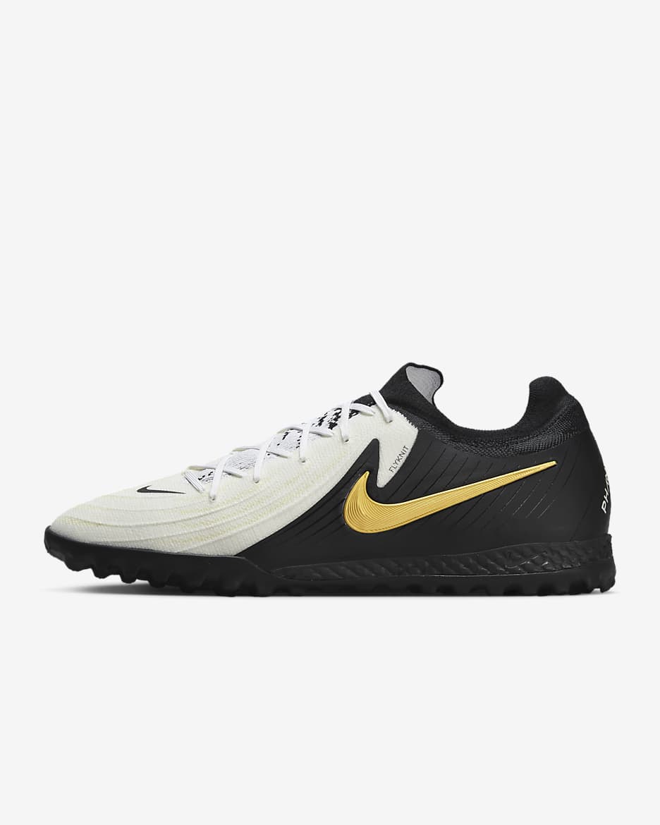 Nike Phantom GX 2 Pro TF Low-Top Soccer Shoes - White/Metallic Gold Coin/Black