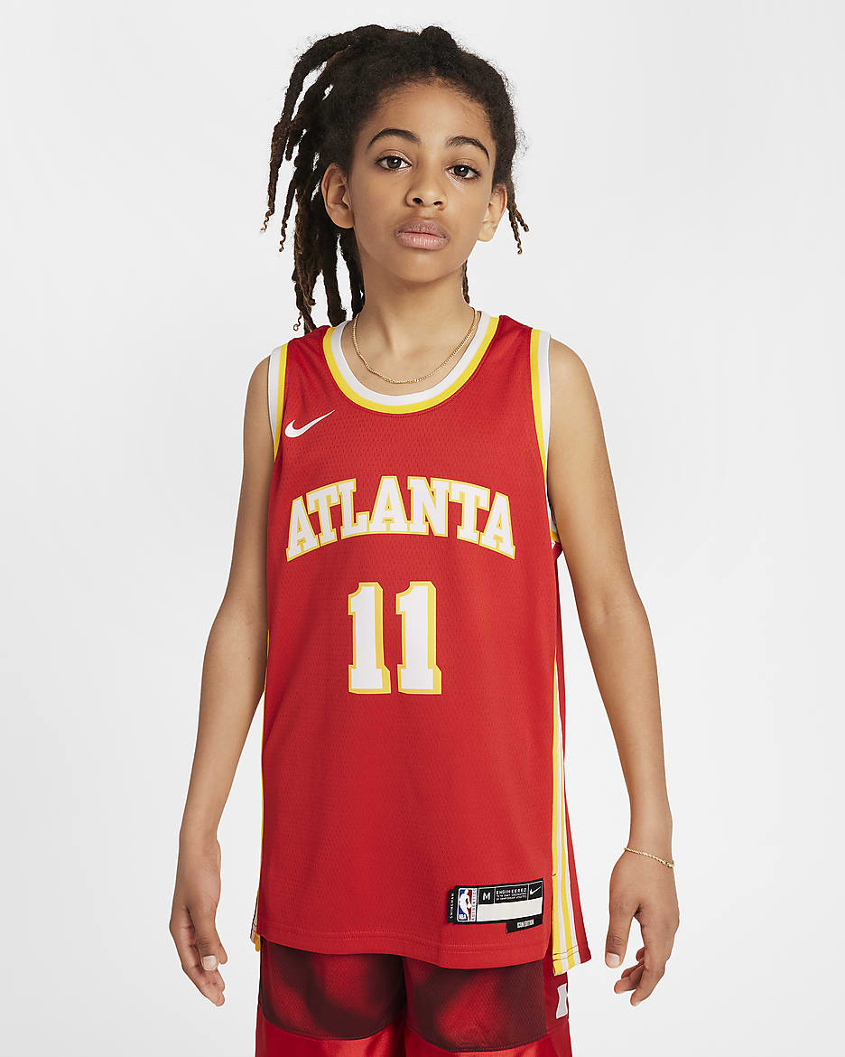 Atlanta Hawks 2023/24 Icon Edition Older Kids' Nike NBA Swingman Jersey - University Red